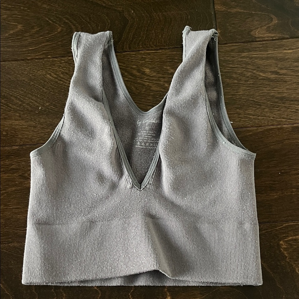 Gray Women's V-Neck Top